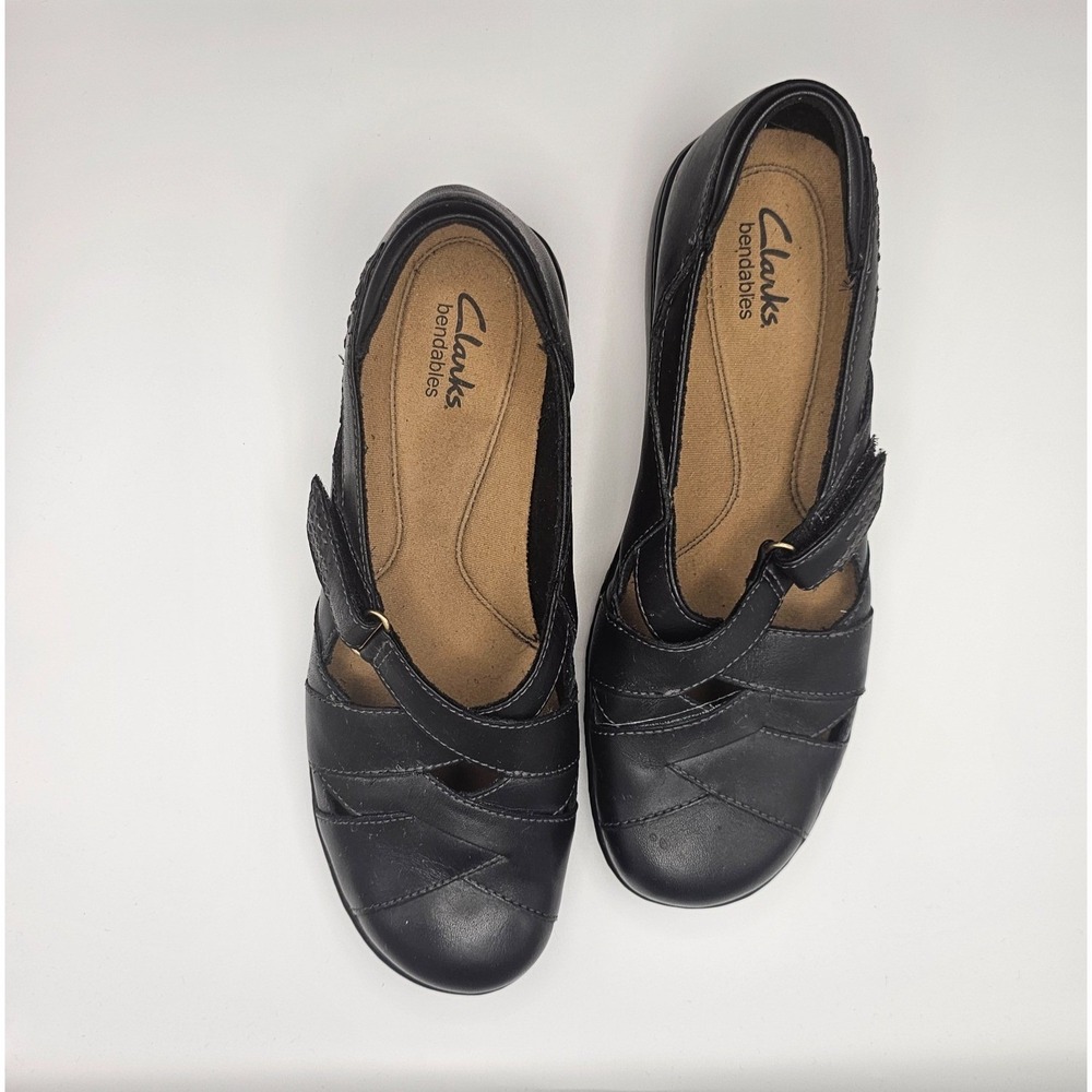 Clarks Bendables Women's Black Leather Mary Jane Comfort Shoes Size 7.5 - Picture 5 of 11